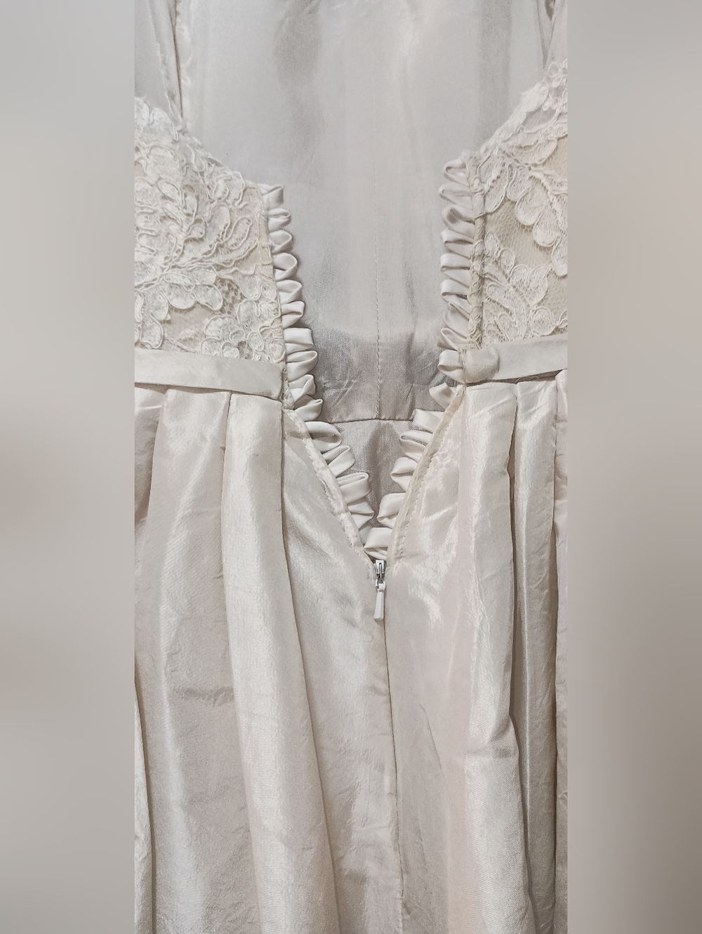 Amsale Ryan Teal Length Ivory Lace  Pleated Aline Formal Dress 12 - Picture 8 of 16